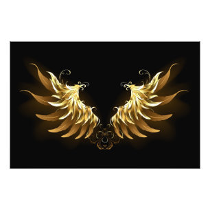Foto Alas del Ángel de Oro sobre fondo negro