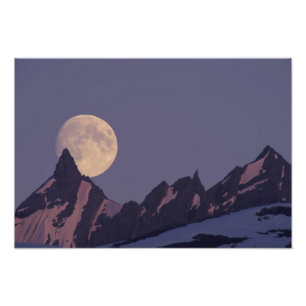 Foto Alaska, montañas Chugach La luna llena sale