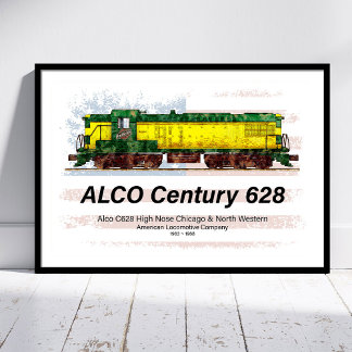Foto Alco C-628 Locomotora Diesel y bandera estadounide