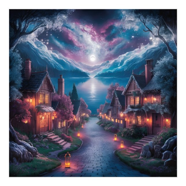 Foto Aldea nocturna encantada - Navidades murales de ar (Frente)