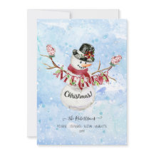 Foto Alegre Muñeco de Nieve Acuarela Feliz Navidad
