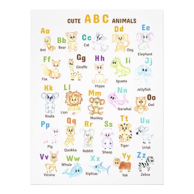 Foto Alfabeto Animal ABC Animales lindos  (Frente)