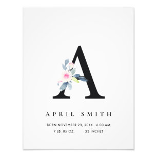 Foto ALFABETO DE FLORAL AZUL DE Rubor DENOMINA ESTADOS 