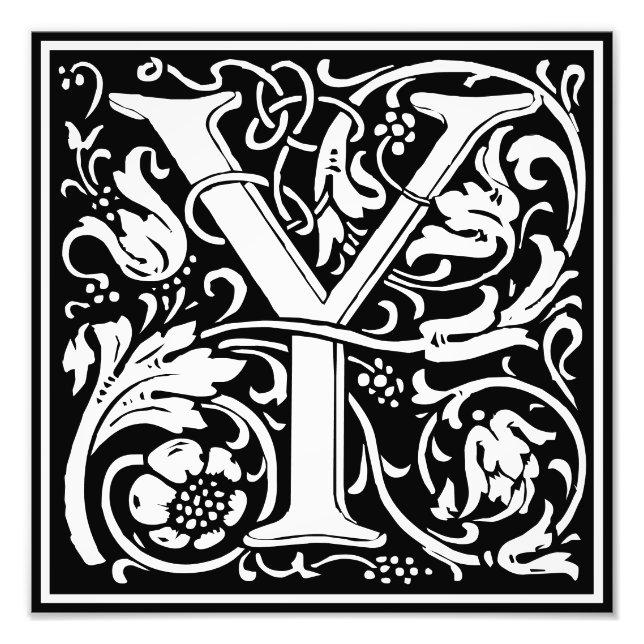 Foto Alfabeto floral Monograma Letra Y Photo Print (Frente)