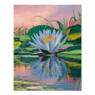 Foto Alilides de agua azul de Claude Monet, Sunset