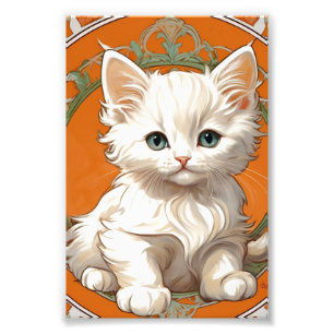 Foto Alphonse Mucha Art Nouveau Gatito Blanco