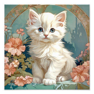 Foto Alphonse Mucha Estilo Gato Blanco