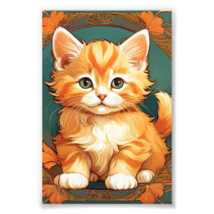 Foto Alphonse Mucha Style Naranja Cat