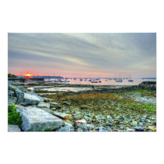 Foto amanecer sobre el puerto de rockland