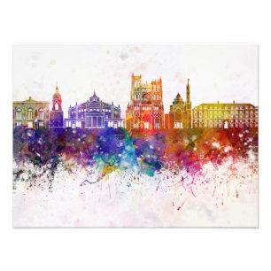 Foto Amiens skyline in watercolor background