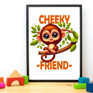 Foto Amigo malhumorado cute mono bebé en personalizado