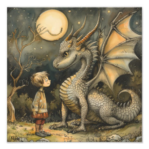 Foto Amistad Mágica: Dragón y Niño Generado por IA
