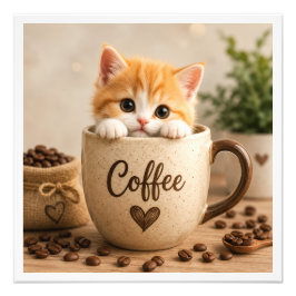Foto Amuleto de Gatito en Taza de Café