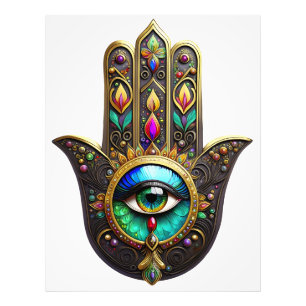 Foto Amuleto Hamsa Marrón Colorido Ojo Turco Arcoíris
