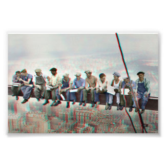 Foto Anaglyph 3D Photo- Lunch atop Skyscraper New York