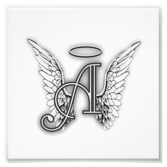 Foto Ángel Alphabet A Inicial Lating Wings Halo (Frente)