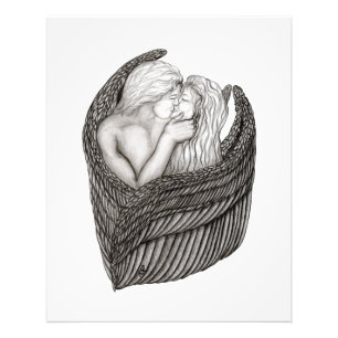 Foto Angels Kissing , diseño en blanco y negro