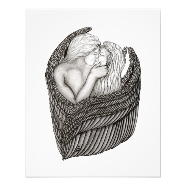 Foto Angels Kissing , diseño en blanco y negro (Frente)