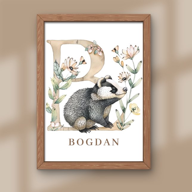 Foto Animal Alphabet Letter B Kids Name Nursery Poster (Subido por el creador)