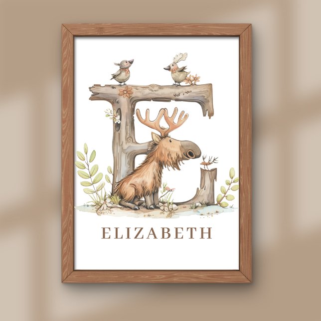 Foto Animal Alphabet Letter E Kids Name Nursery Poster (Subido por el creador)