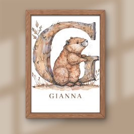 Foto Animal Alphabet Letter G Kids Name Nursery Poster