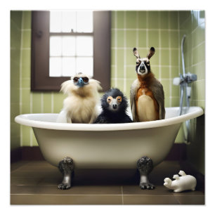 Foto Animales divertidos en el baño