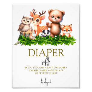 Foto Animales forestales Rótulo Diaper Raffle