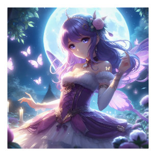Foto Anime Chica Violet Butterfly Wing Moon Fairy