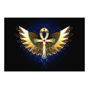 Foto Ankh de oro con alas