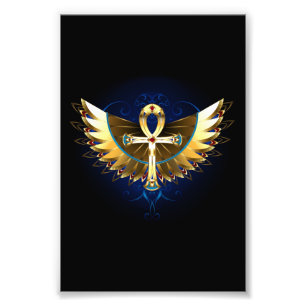 Foto Ankh de oro con alas