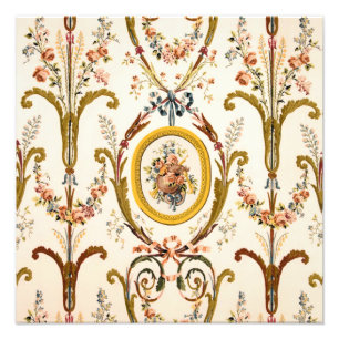 Foto Antiguo Rococo Floral Gold Cream Elegante