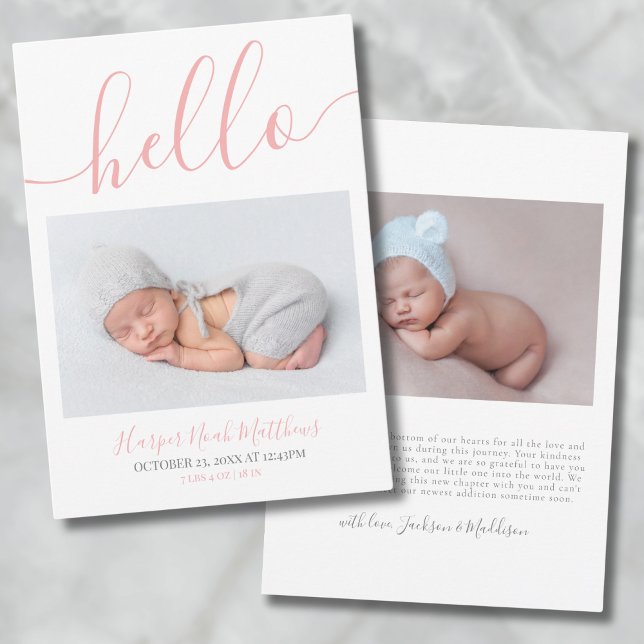 Foto: Anuncio de nacimiento de niña simple (Newborn Photo Simple Baby Girl Birth Announcement)