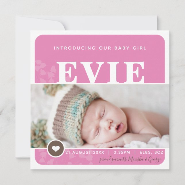 FOTO ANUNCIO DE NACIMIENTO mancha cardíaca rosada (Anverso)