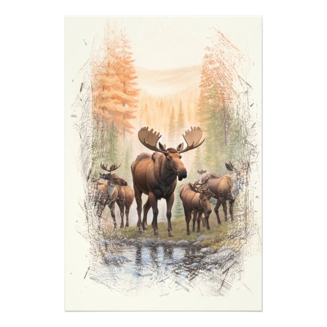 Foto *~* AP49 MOOSE HERD Forest STREAM Artsy (Frente)