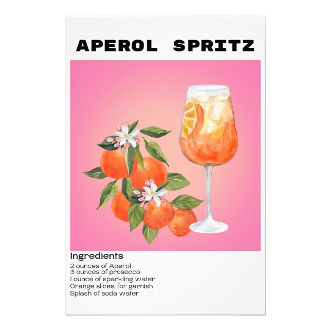 Foto Aperol Spritz Cocktail Receta Flor Arte de mercado (Frente)