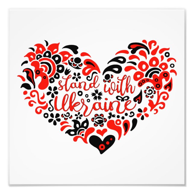 Foto Apoyar a Ucrania con letras y corazón (Frente)