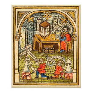 Foto Aprendices en un laboratorio medieval