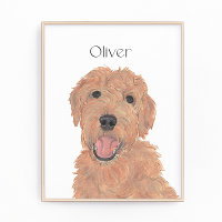 Apricot rojo personalizado Golden Doodle Art