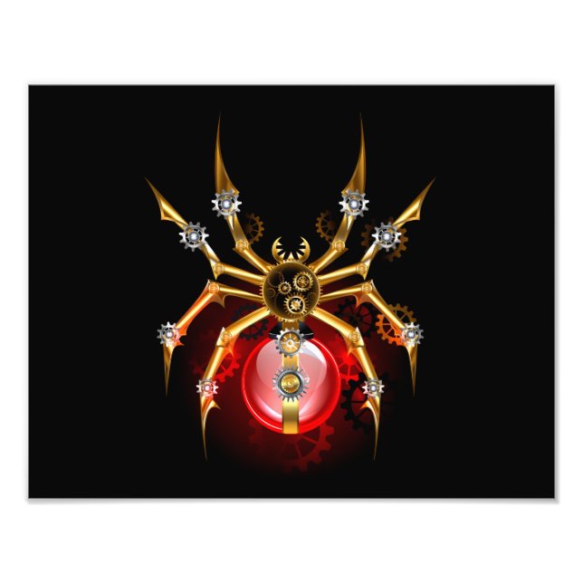 Foto Araña steampunk sobre negro (Frente)