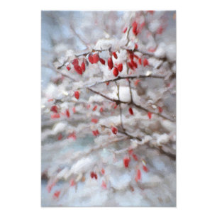 Foto Arándanos rojos en pintura de invierno