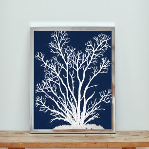 Foto Árbol de coral blanco sobre azul del mar profundo