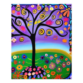 Foto Árbol de estilo de arte folclórico caprichoso