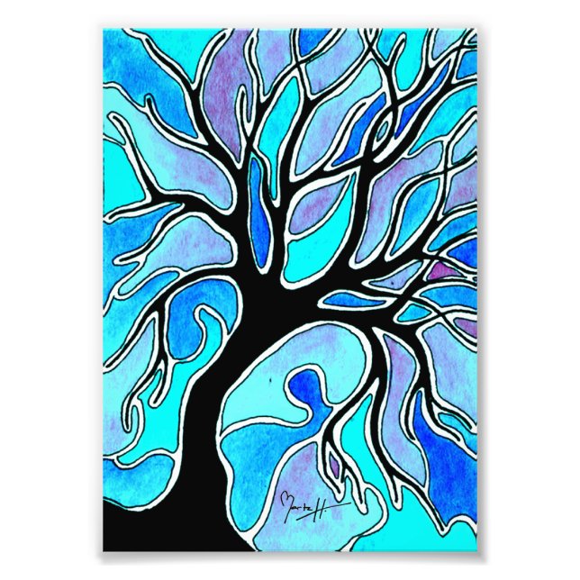 Foto Árbol de invierno en azul (Frente)