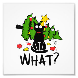 Foto Árbol de Navidad divertido gato negro Santa Merry