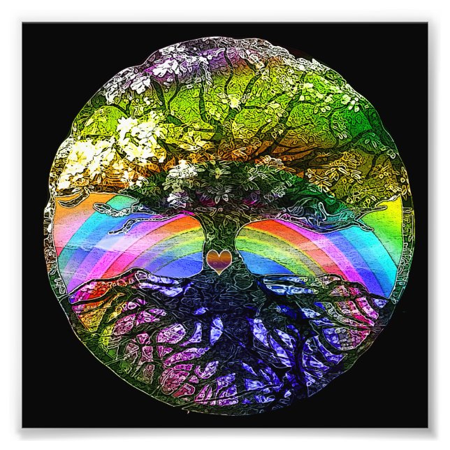 Foto Árbol de vida con corazón arcoiris (Frente)