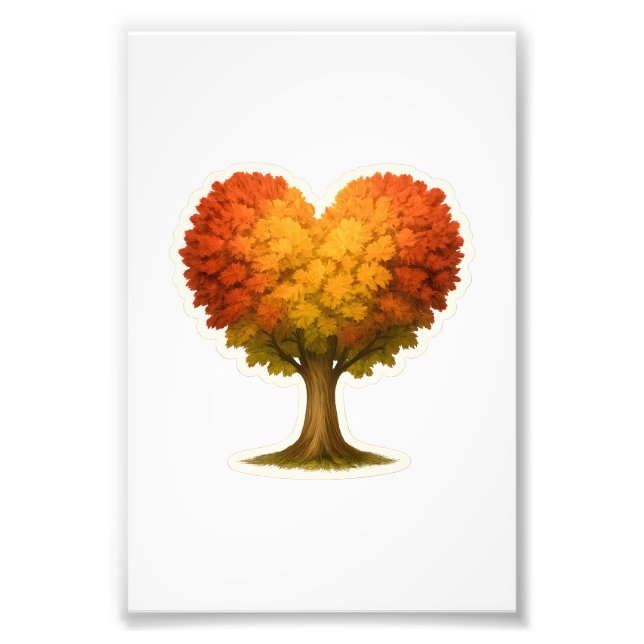 Foto Árbol otoñal con forma de corazón (Frente)