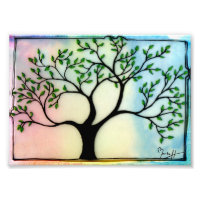Árbol sobre el fondo de la acuarela