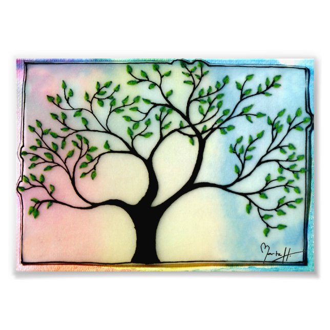 Foto Árbol sobre el fondo de la acuarela (Frente)