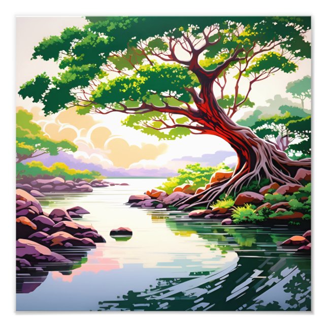 Foto Árbol solitario a orillas del río (Frente)