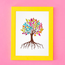 Foto Árbol vibrante de la vida: Raíces y hojas colorida